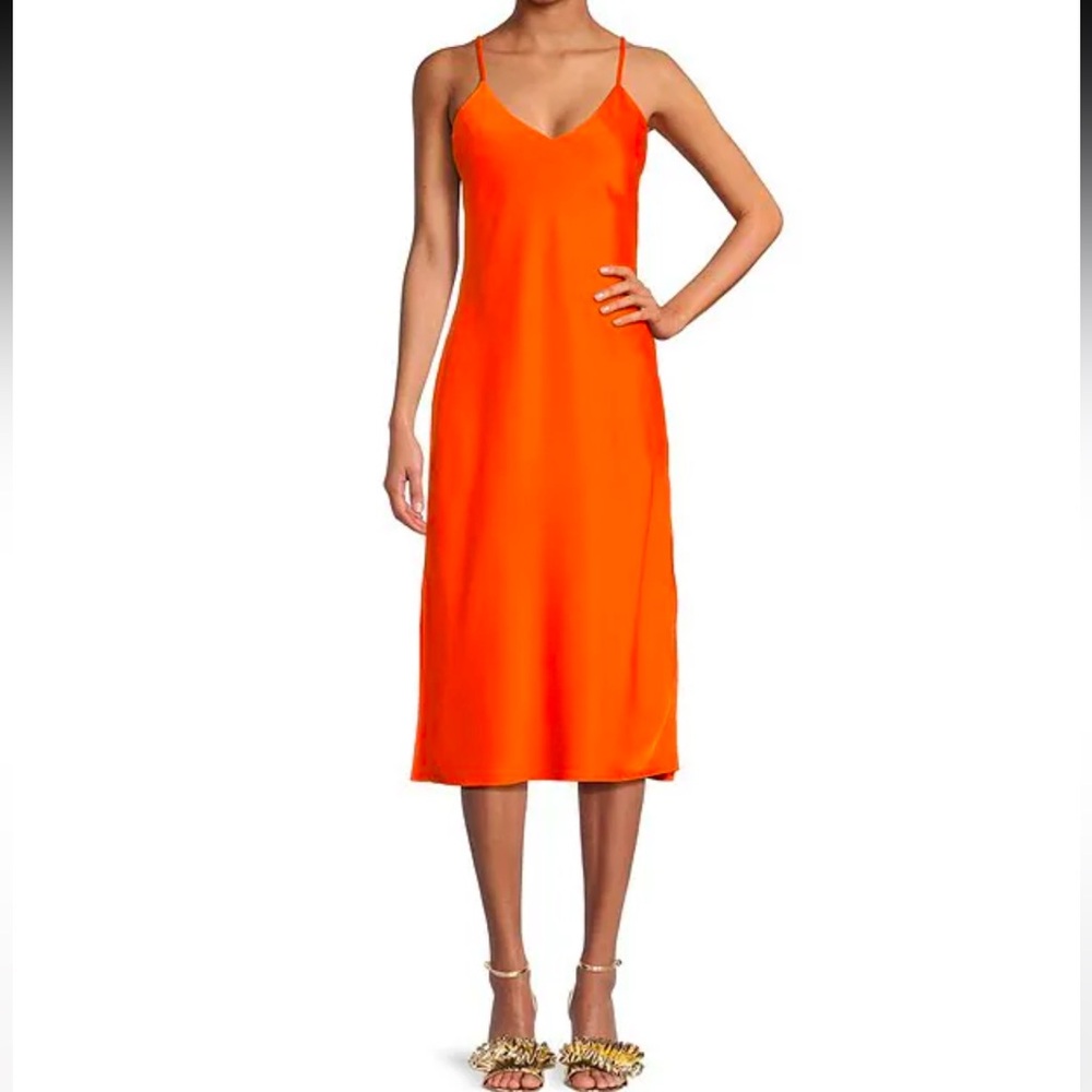 Harper Satin V-Neck Sleeveless Slip Midi Dress 6